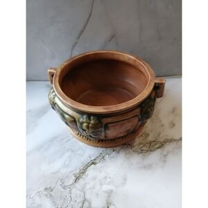 Roseville Vintage Pottery Florentine I Brown Taupe Floral Fern Dish, Shape 258-5